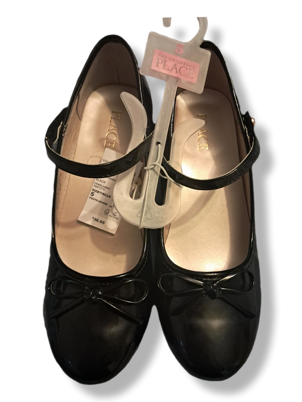 The Children's Place Black Patent Mary Jane Shoes with Bow Strap
